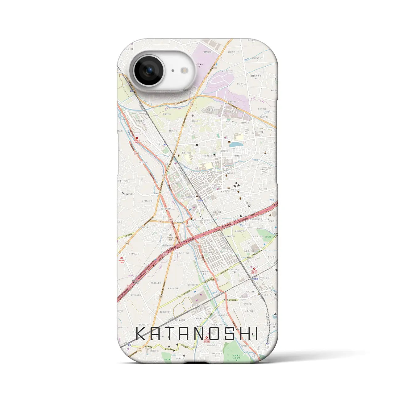 【交野市(大阪府)】地図柄iPhoneケース(バックカバータイプ)