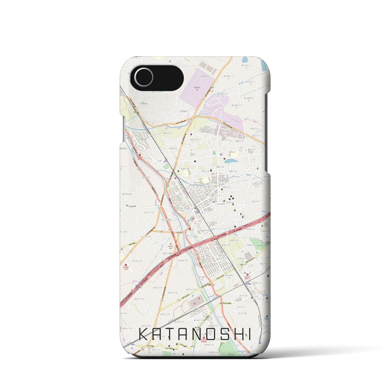 【交野市(大阪府)】地図柄iPhoneケース(バックカバータイプ)