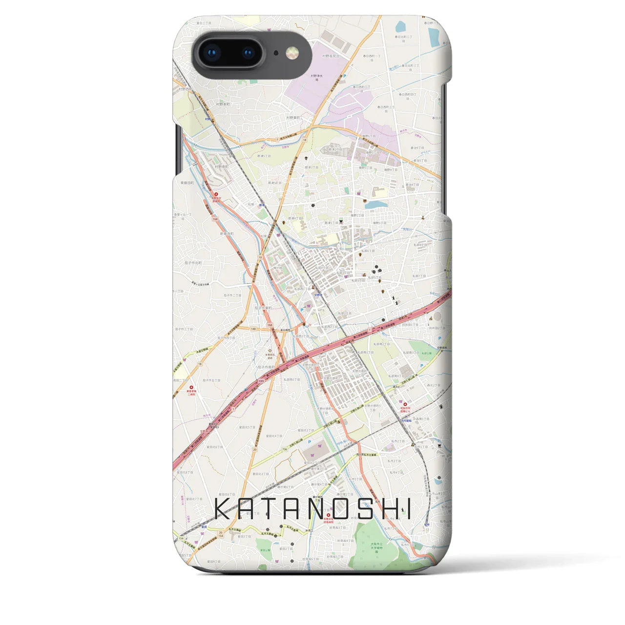 【交野市(大阪府)】地図柄iPhoneケース(バックカバータイプ)