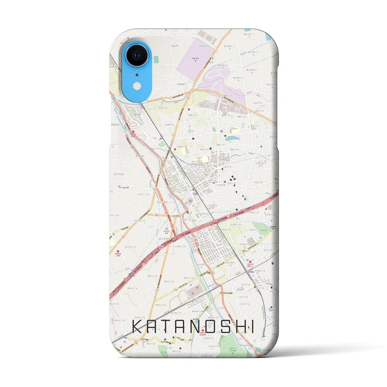 【交野市(大阪府)】地図柄iPhoneケース(バックカバータイプ)