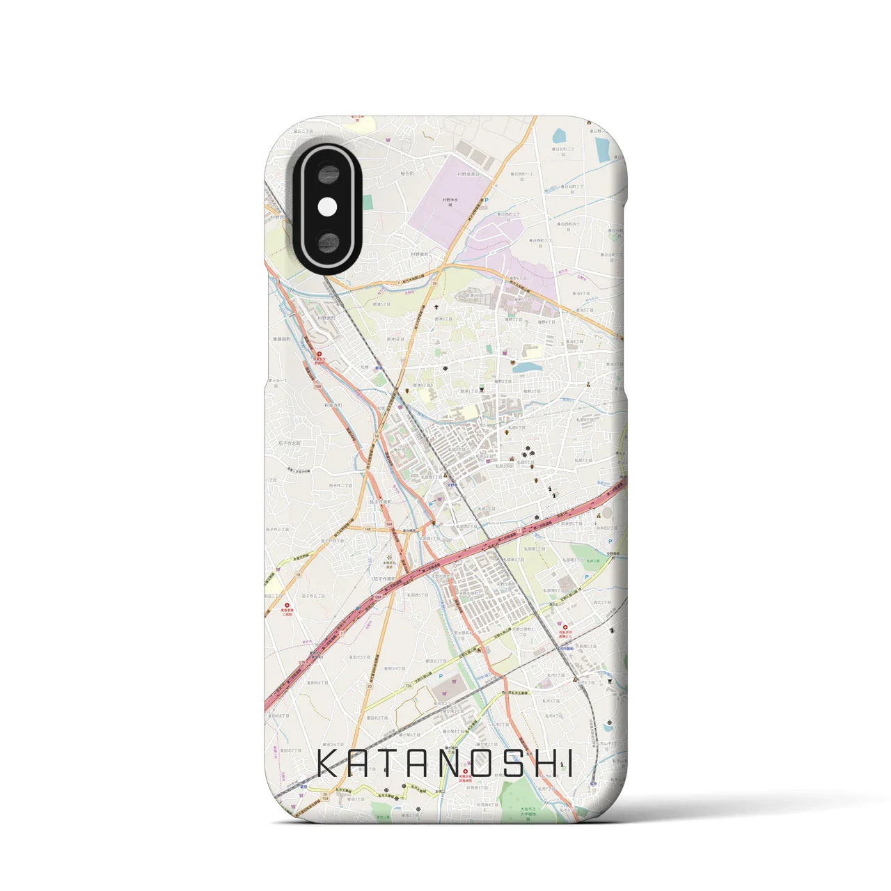【交野市(大阪府)】地図柄iPhoneケース(バックカバータイプ)