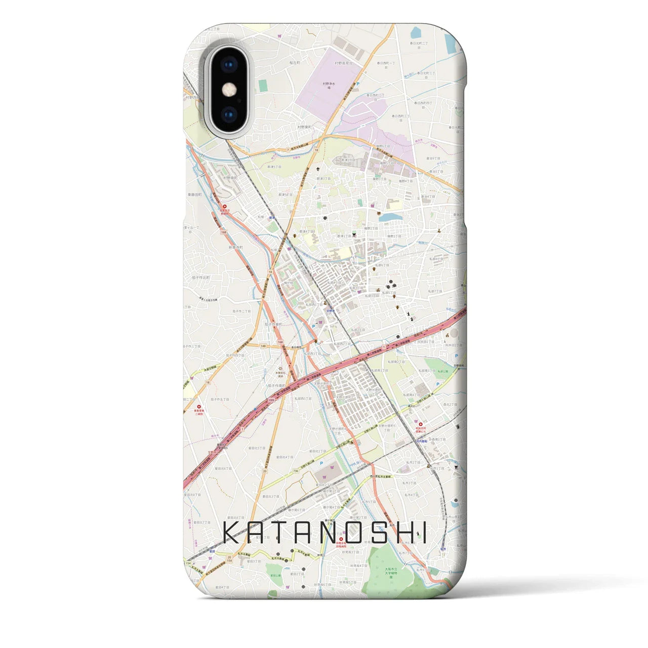 【交野市(大阪府)】地図柄iPhoneケース(バックカバータイプ)