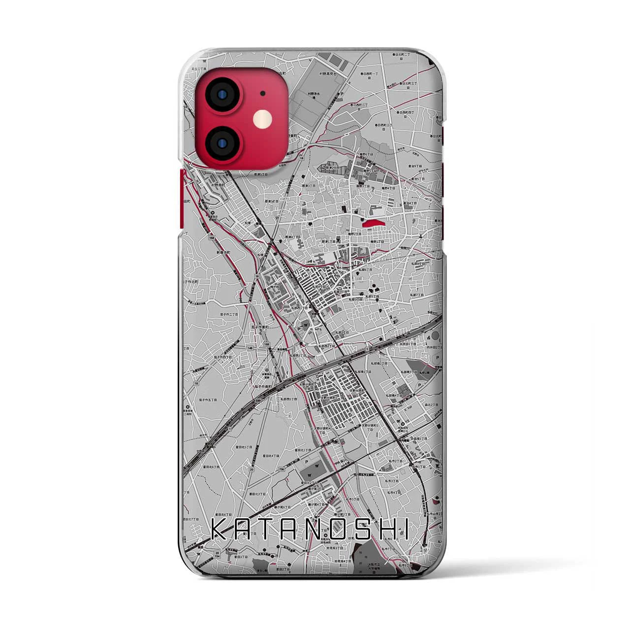 【交野市(大阪府)】地図柄iPhoneケース(クリアタイプ)