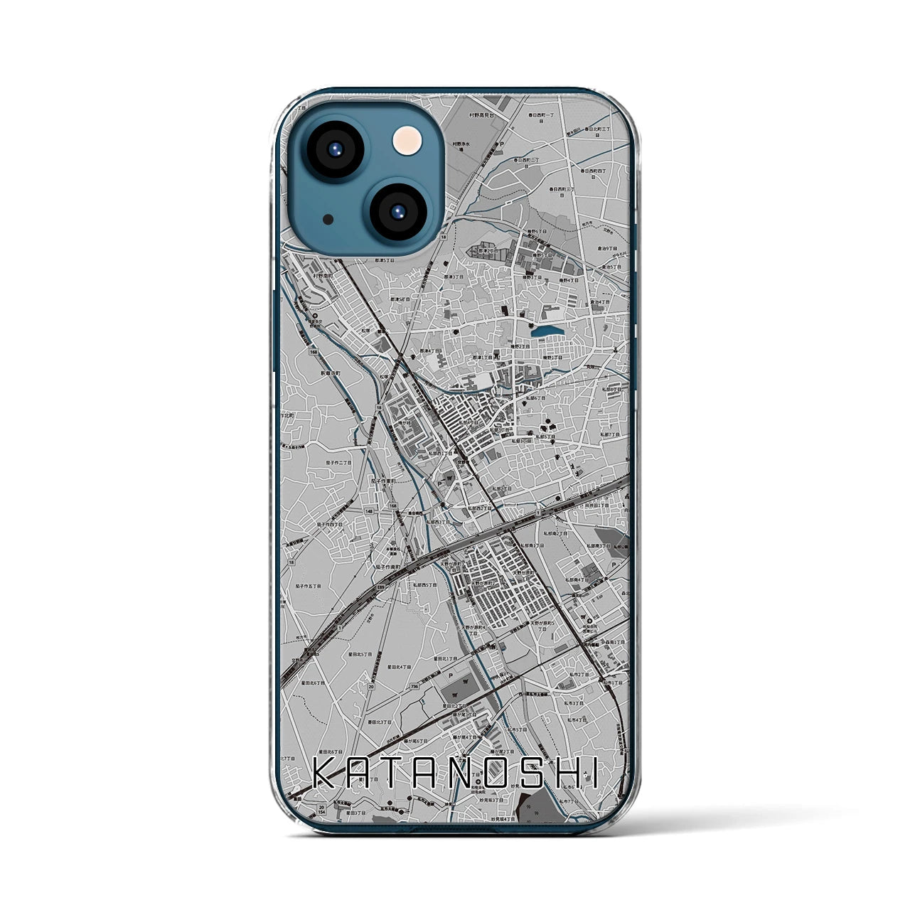 【交野市(大阪府)】地図柄iPhoneケース(クリアタイプ)