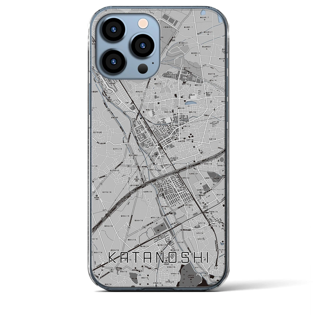 【交野市(大阪府)】地図柄iPhoneケース(クリアタイプ)