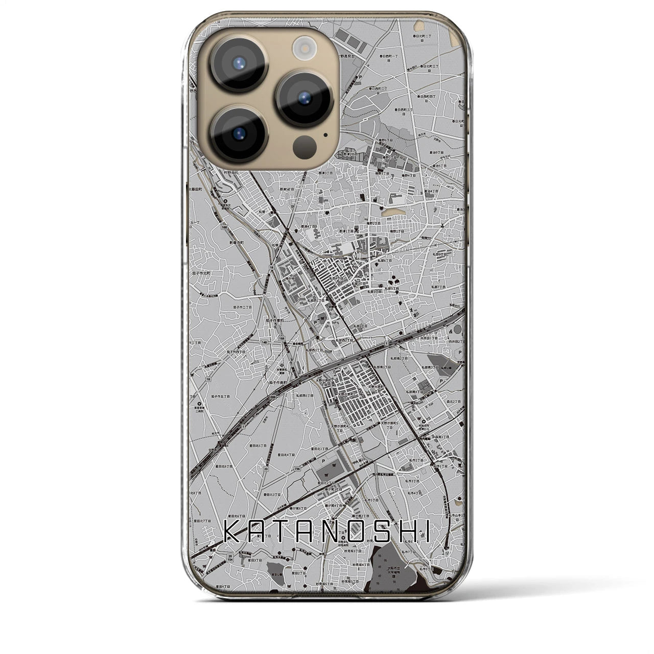 【交野市(大阪府)】地図柄iPhoneケース(クリアタイプ)