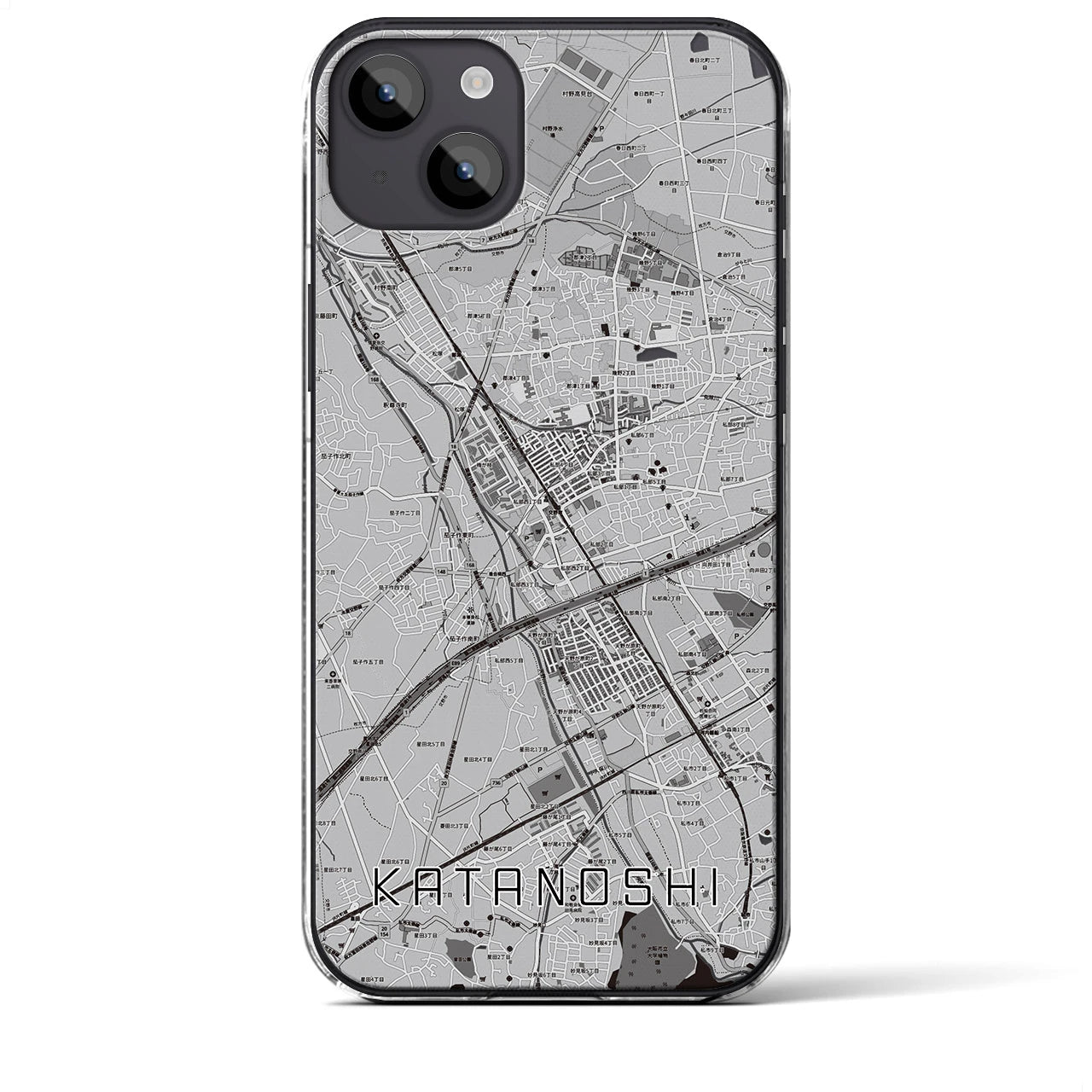 【交野市(大阪府)】地図柄iPhoneケース(クリアタイプ)