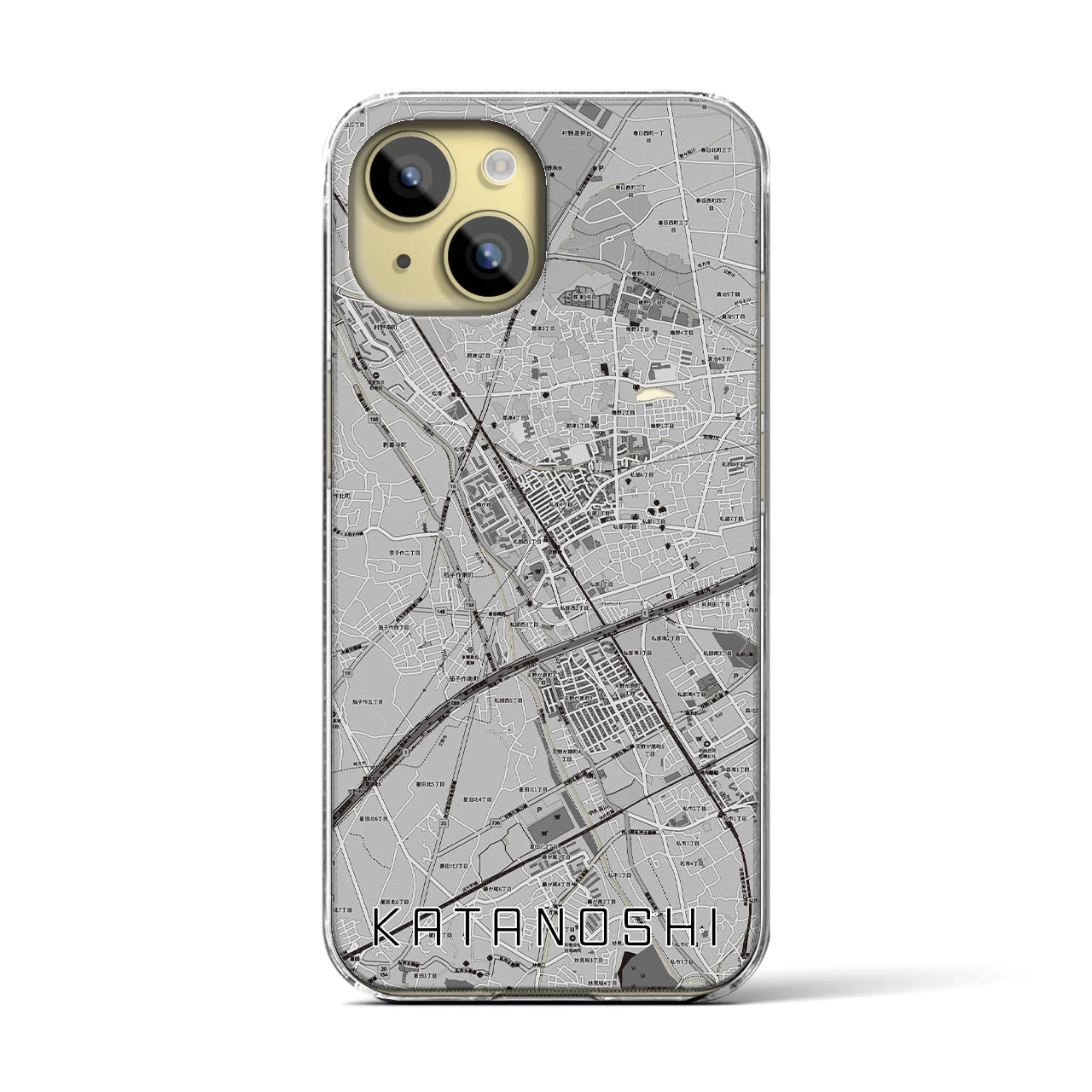 【交野市(大阪府)】地図柄iPhoneケース(クリアタイプ)