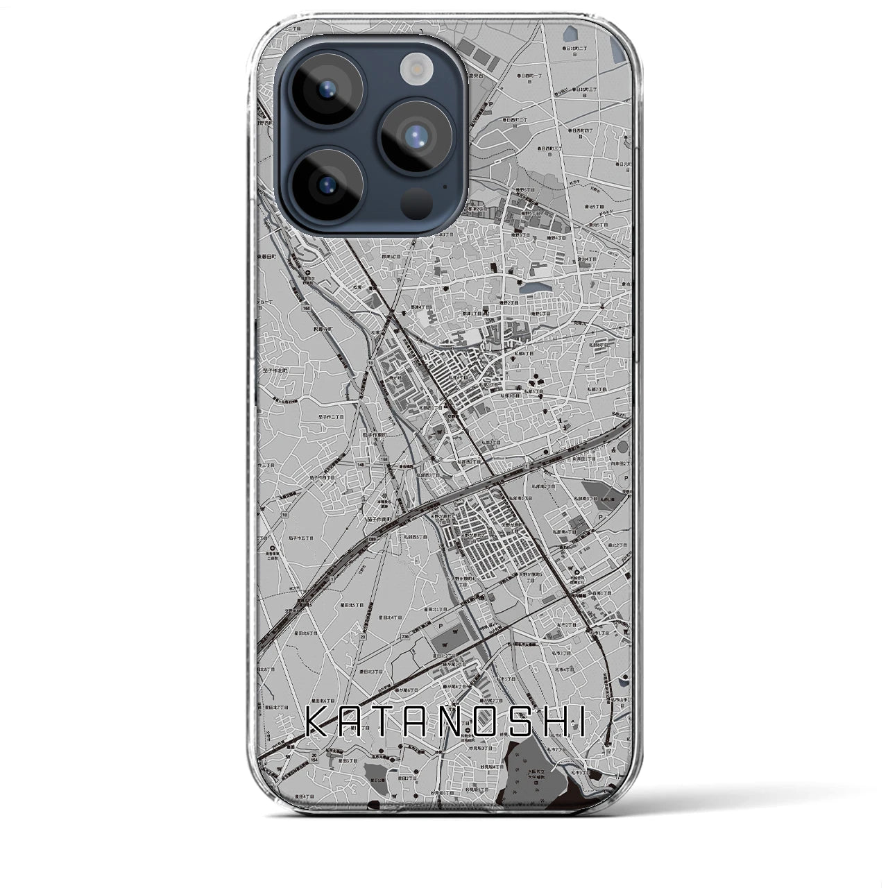 【交野市(大阪府)】地図柄iPhoneケース(クリアタイプ)