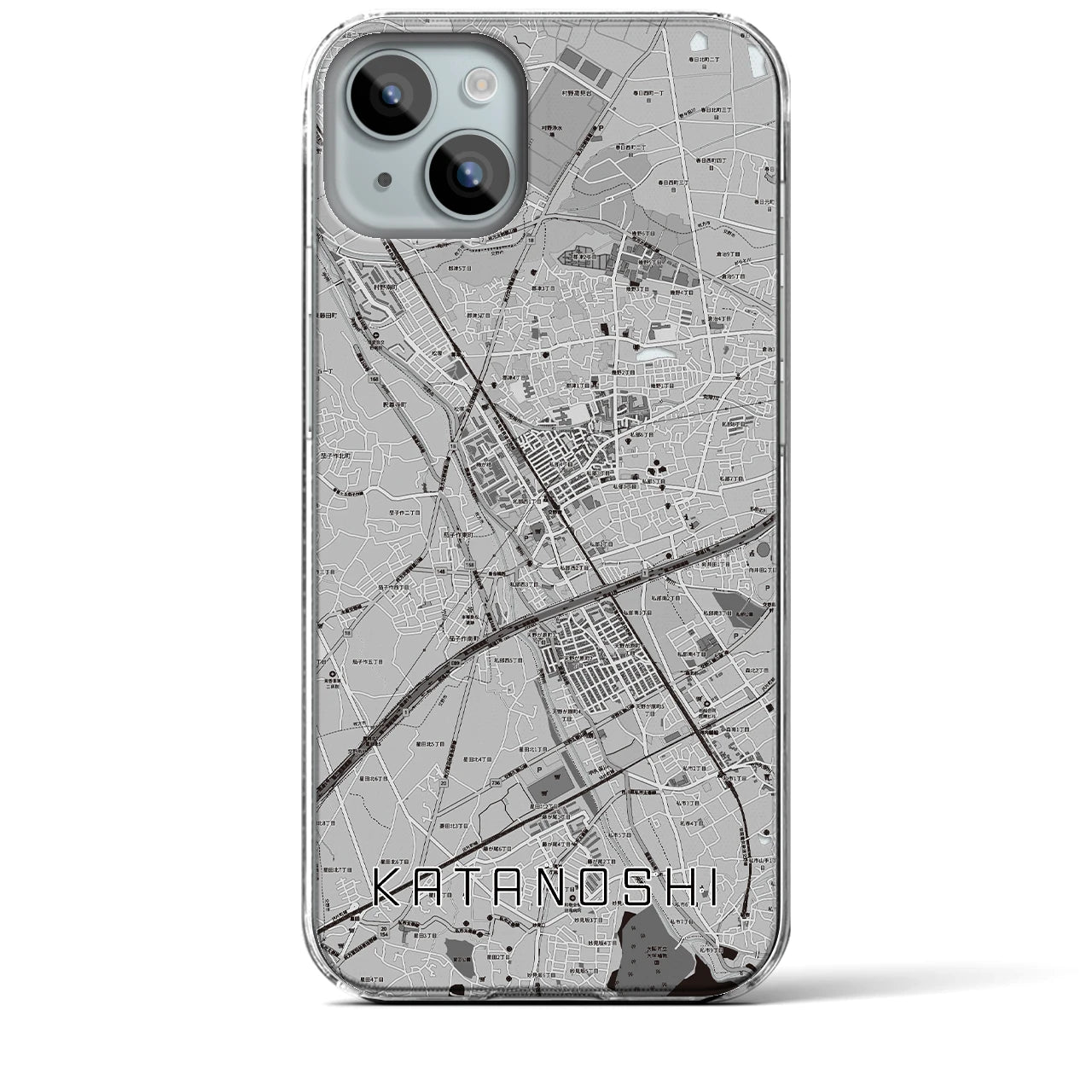 【交野市(大阪府)】地図柄iPhoneケース(クリアタイプ)