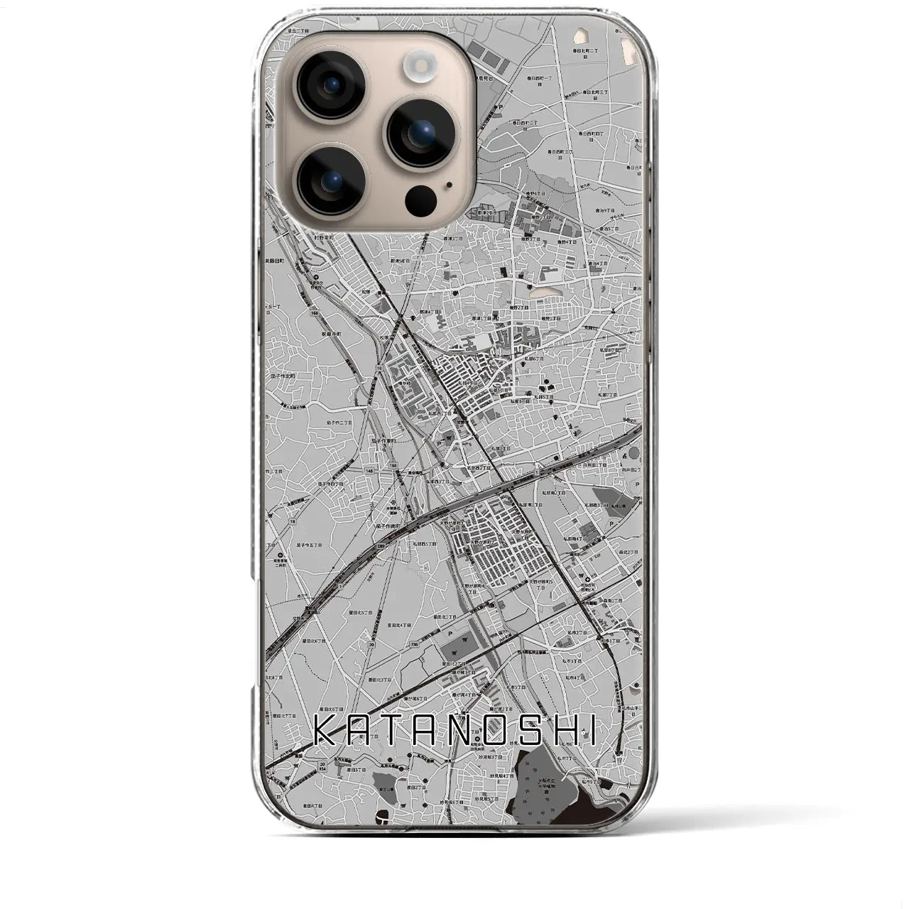 【交野市(大阪府)】地図柄iPhoneケース(クリアタイプ)