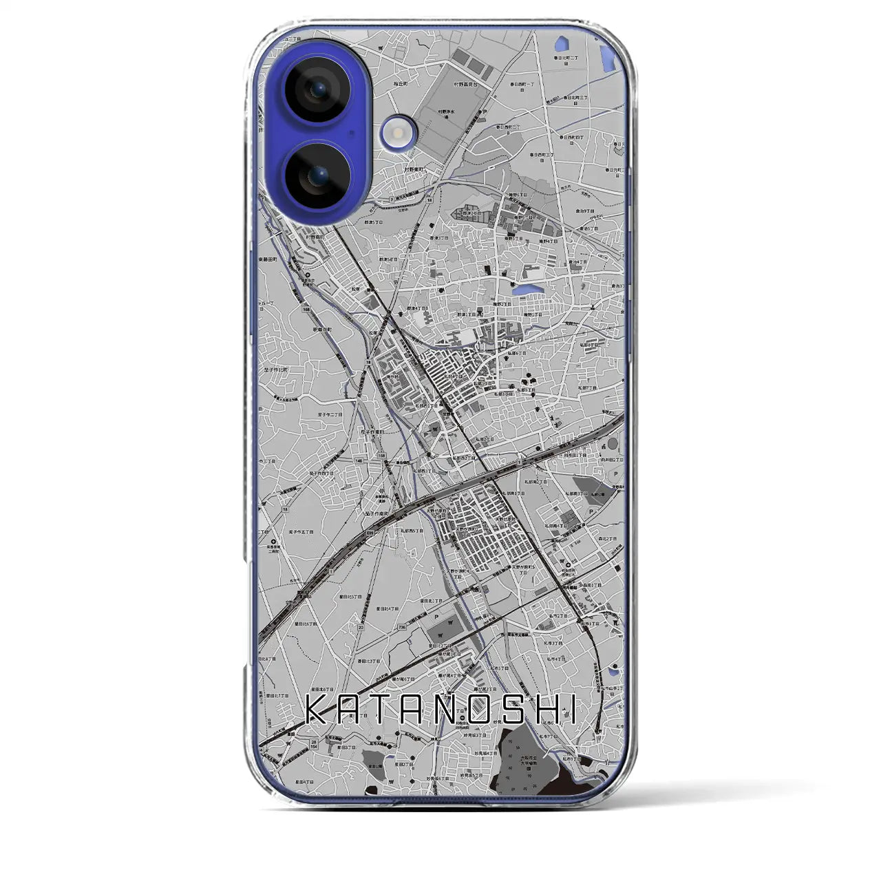 【交野市(大阪府)】地図柄iPhoneケース(クリアタイプ)