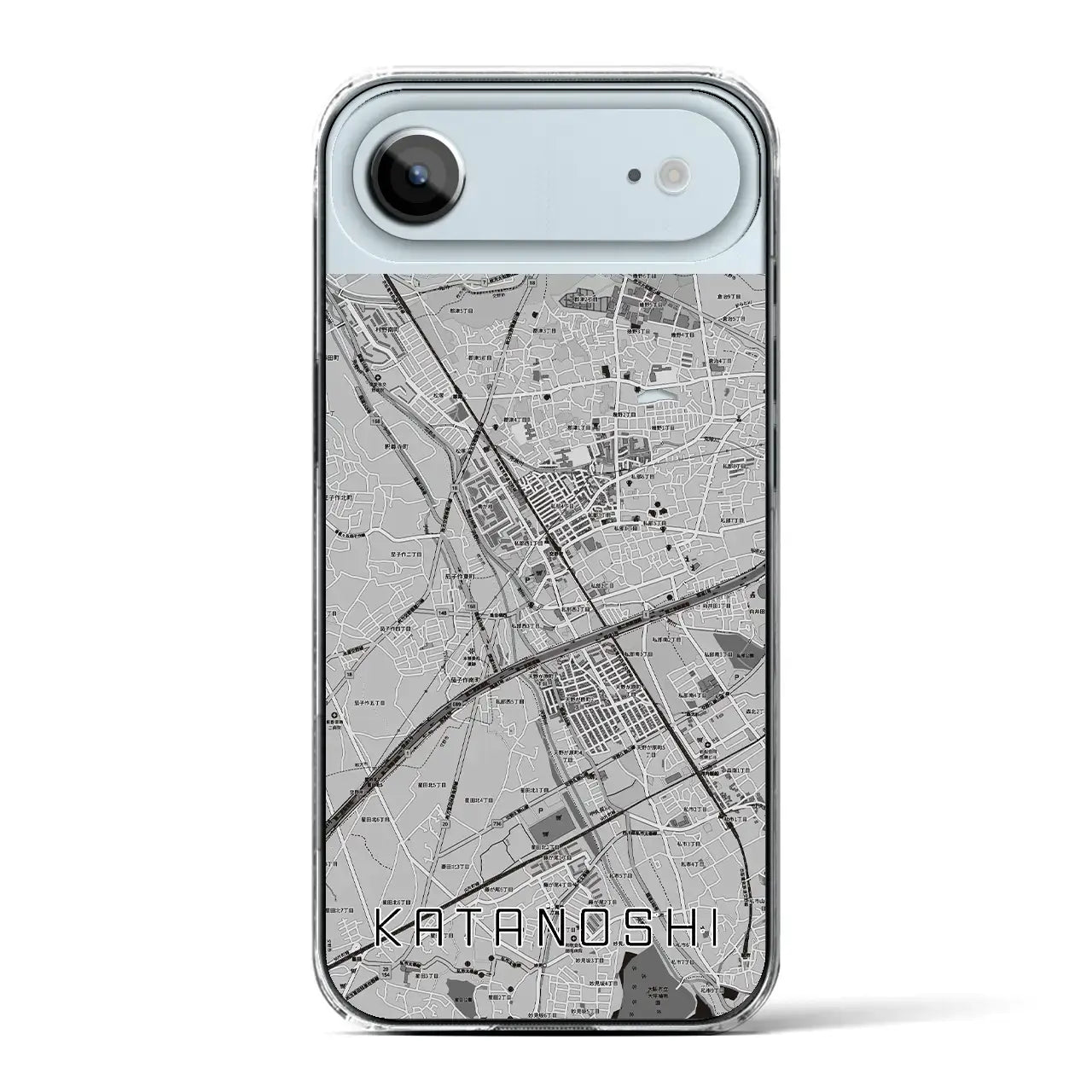 【交野市(大阪府)】地図柄iPhoneケース(クリアタイプ)モノトーン・iPhone 17 Pro Max 用