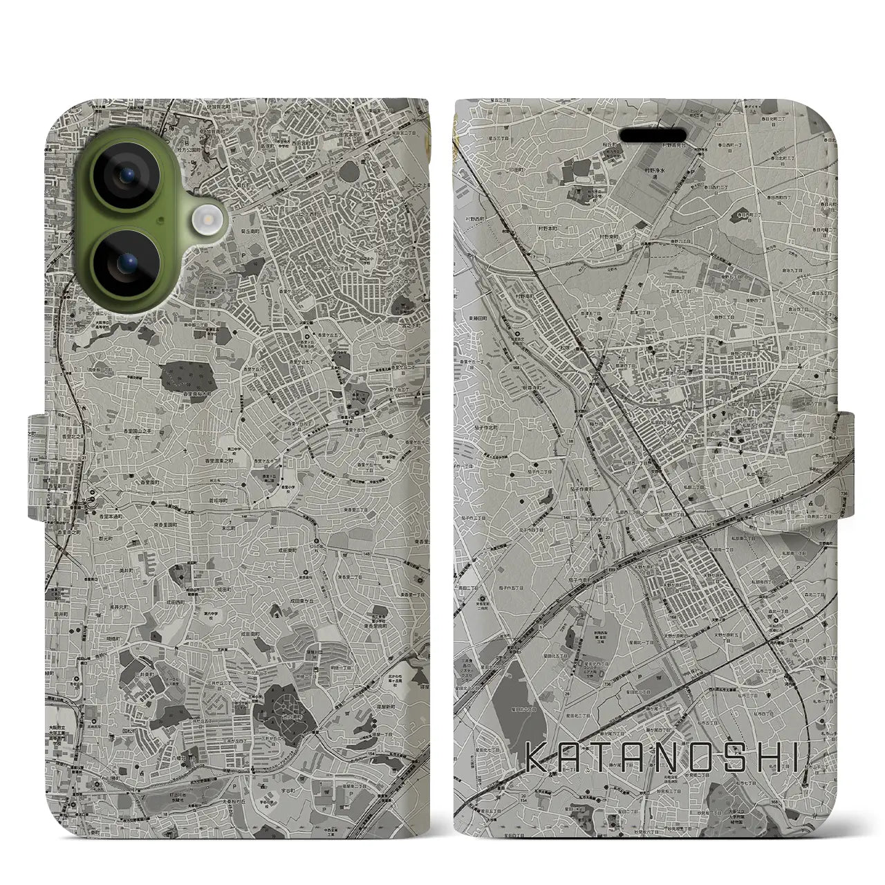 【交野市(大阪府)】地図柄iPhoneケース(手帳タイプ)