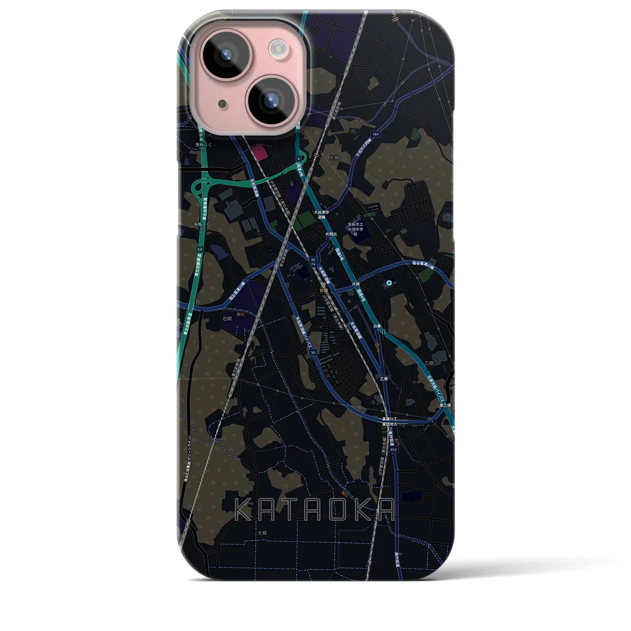 【片岡(栃木県)】地図柄iPhoneケース(バックカバータイプ)