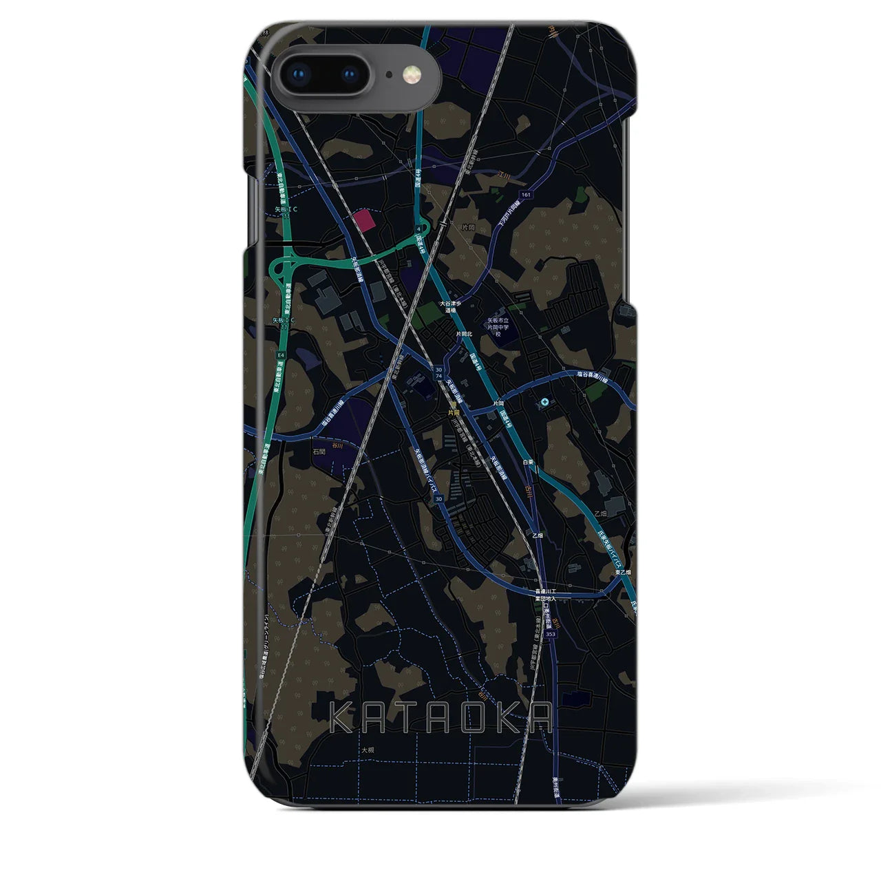 【片岡(栃木県)】地図柄iPhoneケース(バックカバータイプ)