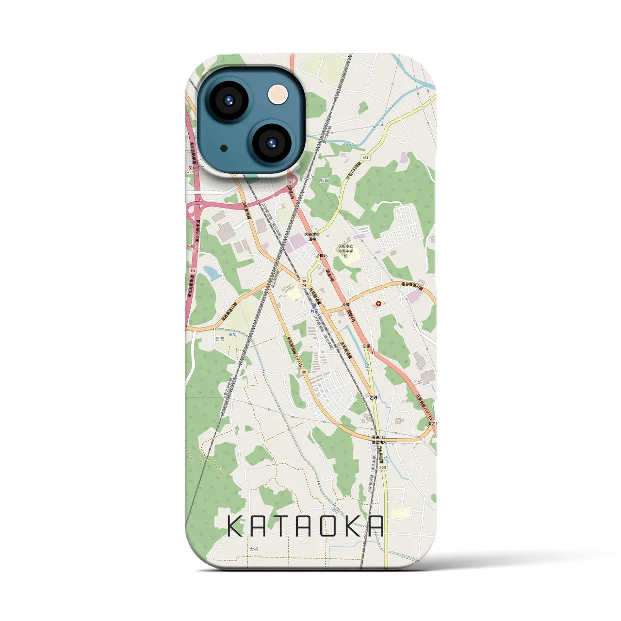 【片岡(栃木県)】地図柄iPhoneケース(バックカバータイプ)