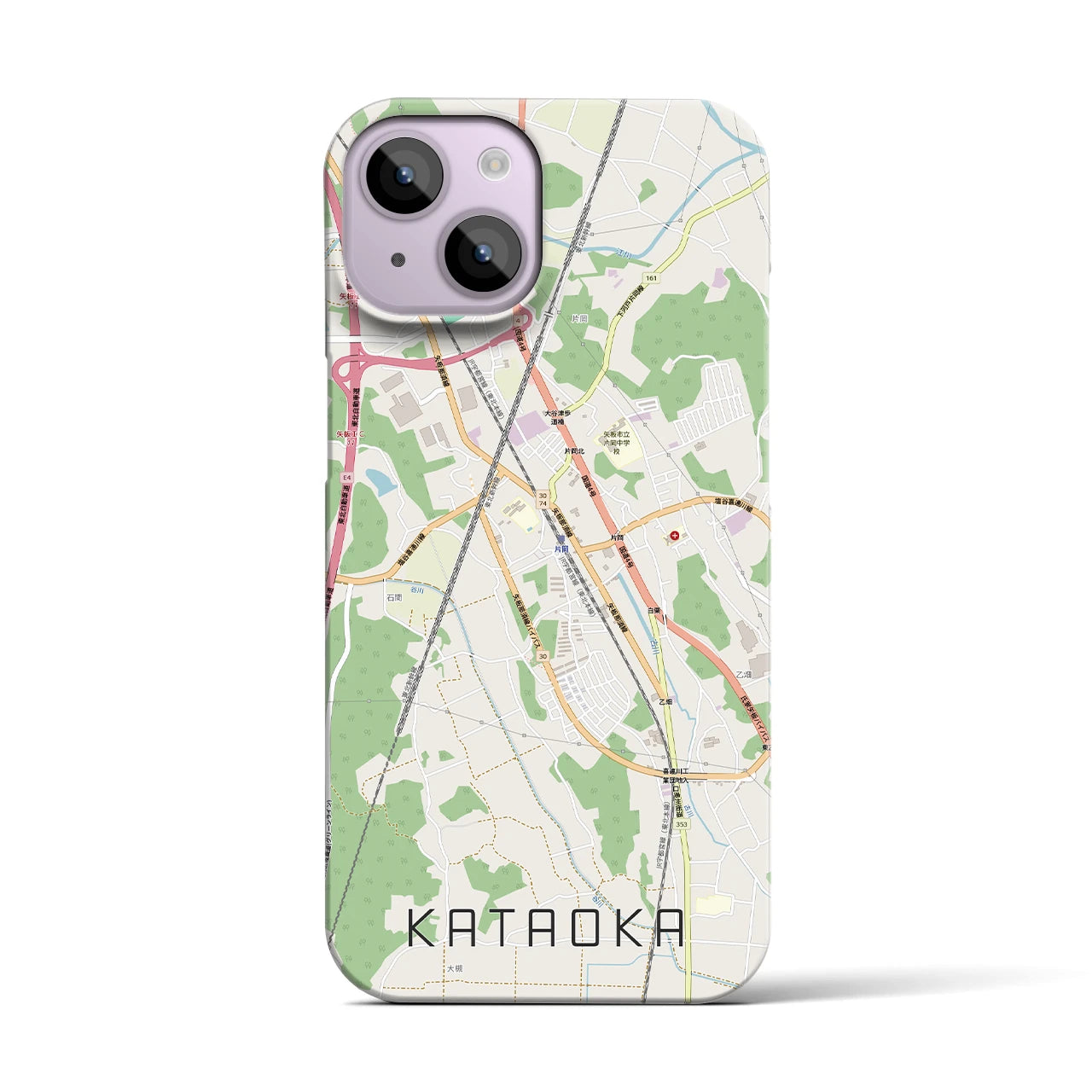 【片岡(栃木県)】地図柄iPhoneケース(バックカバータイプ)