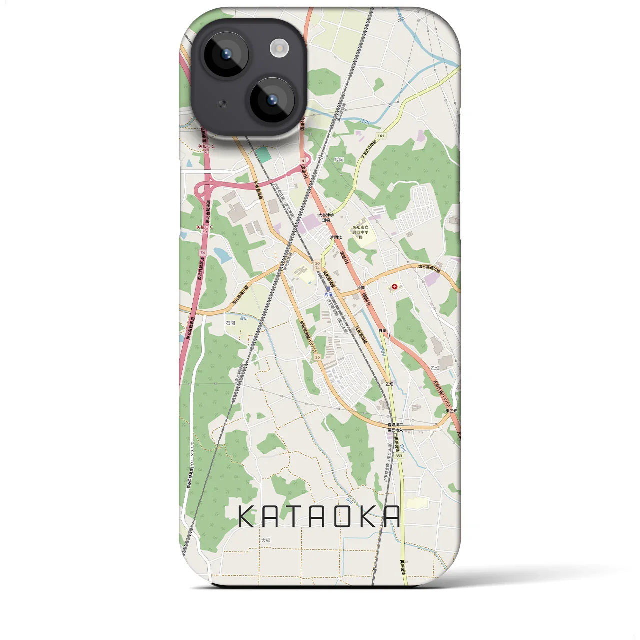 【片岡(栃木県)】地図柄iPhoneケース(バックカバータイプ)