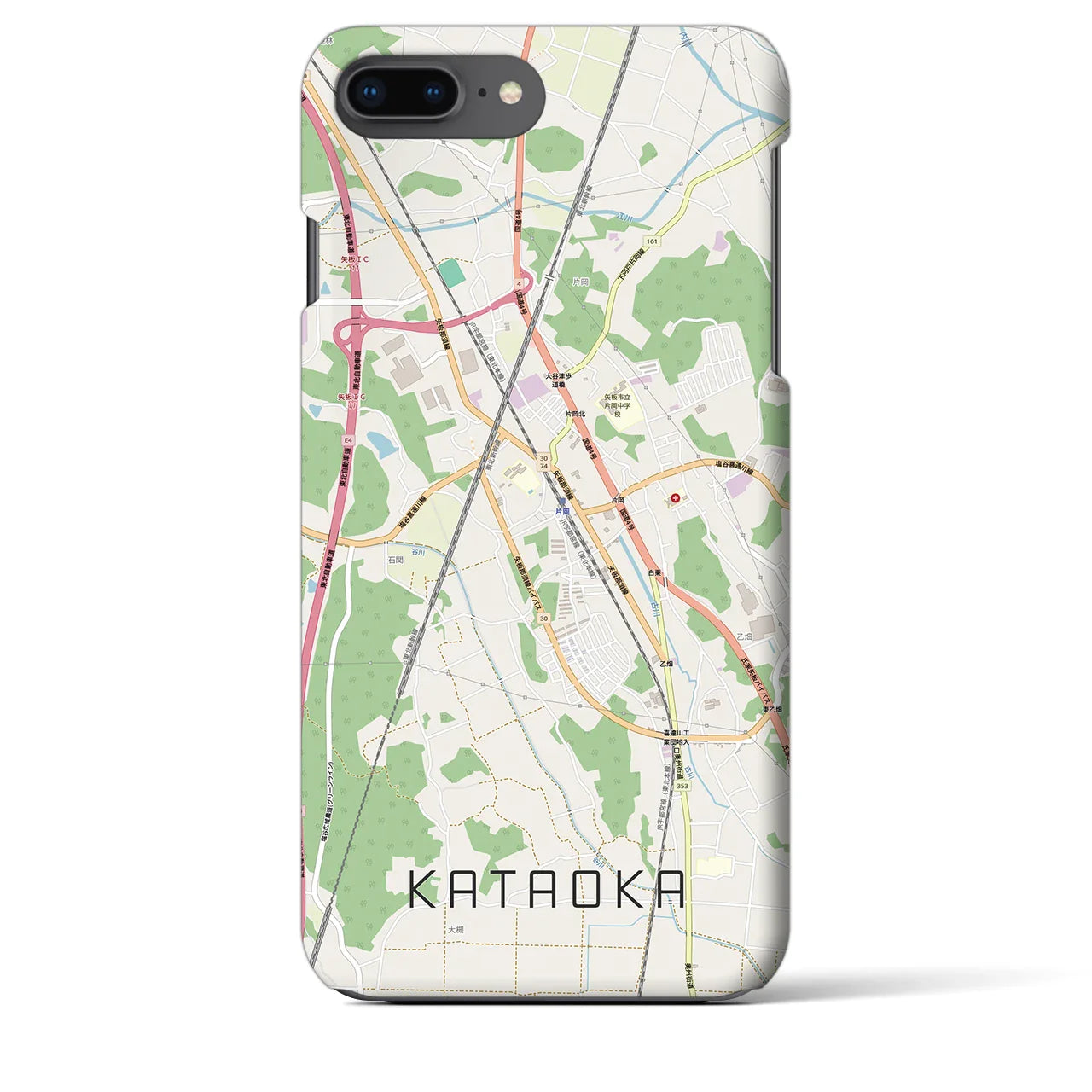 【片岡(栃木県)】地図柄iPhoneケース(バックカバータイプ)