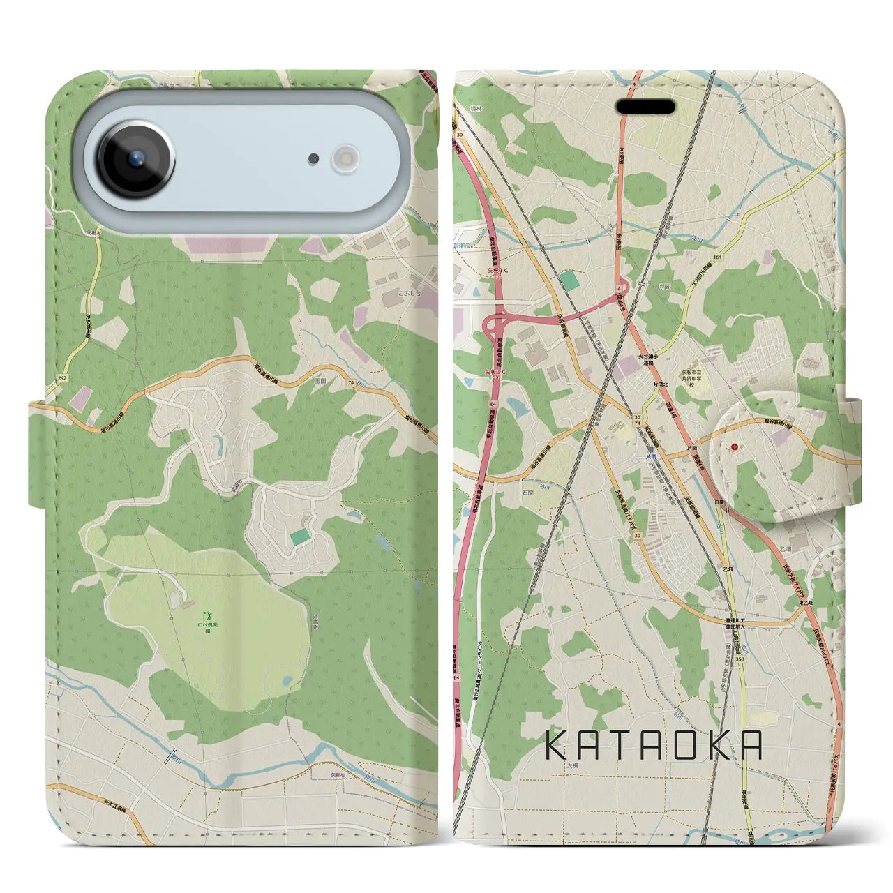 【片岡(栃木県)】地図柄iPhoneケース(手帳タイプ)