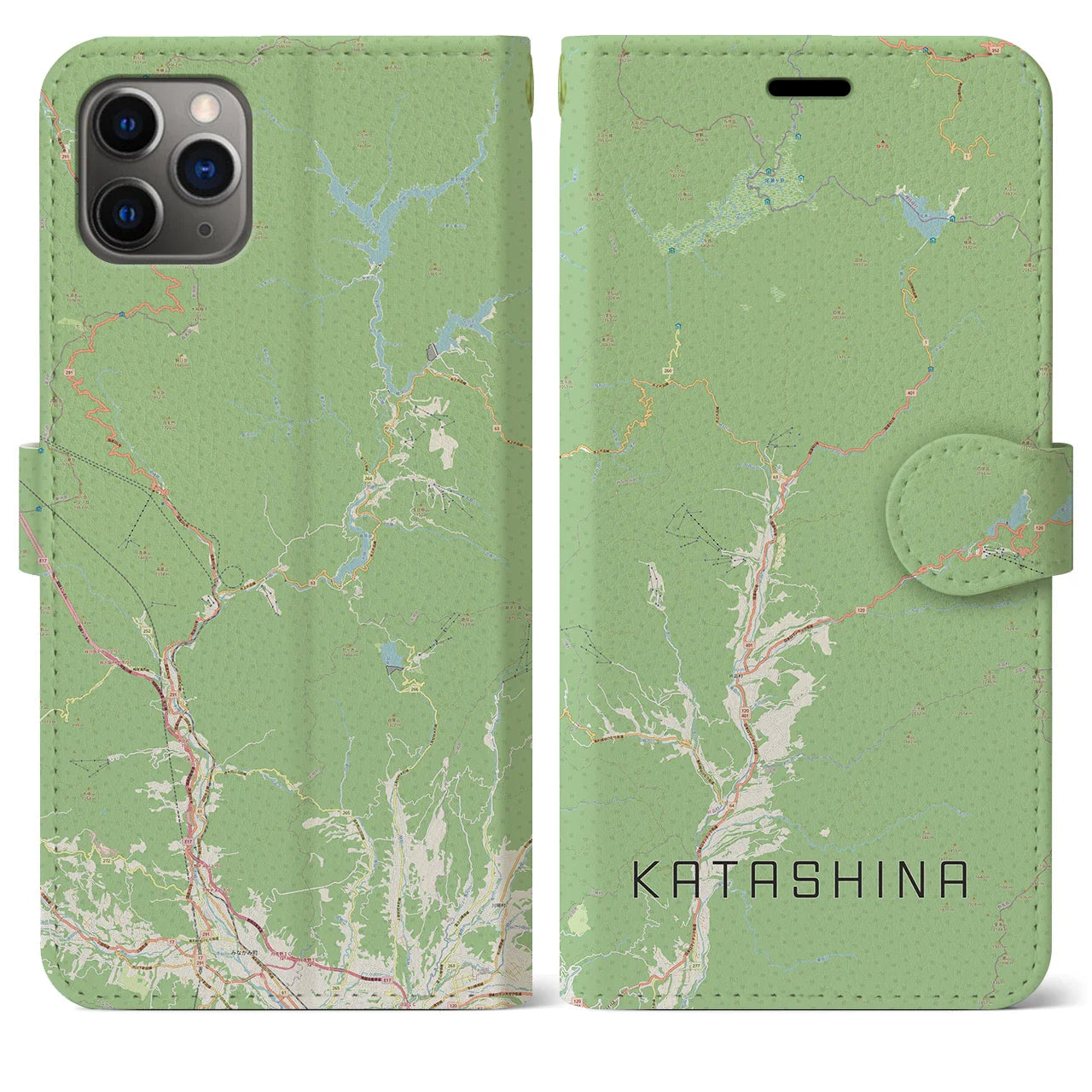 【片品(群馬県)】地図柄iPhoneケース(手帳タイプ)ナチュラル・iPhone 11 Pro Max 用