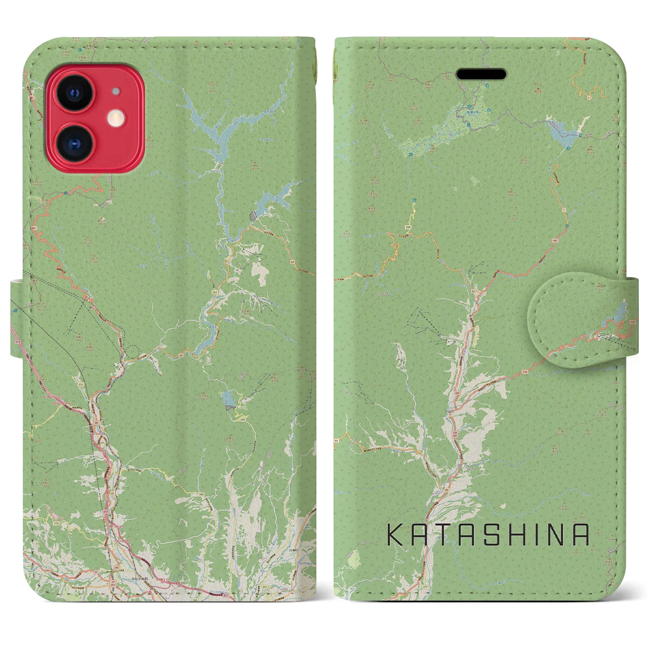 【片品(群馬県)】地図柄iPhoneケース(手帳タイプ)ナチュラル・iPhone 11 用