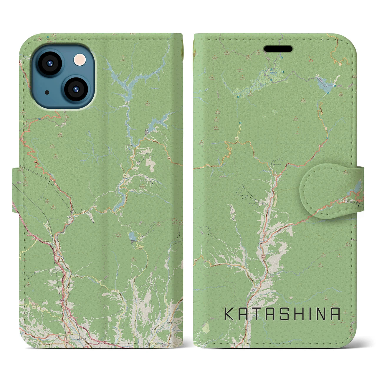 【片品(群馬県)】地図柄iPhoneケース(手帳タイプ)