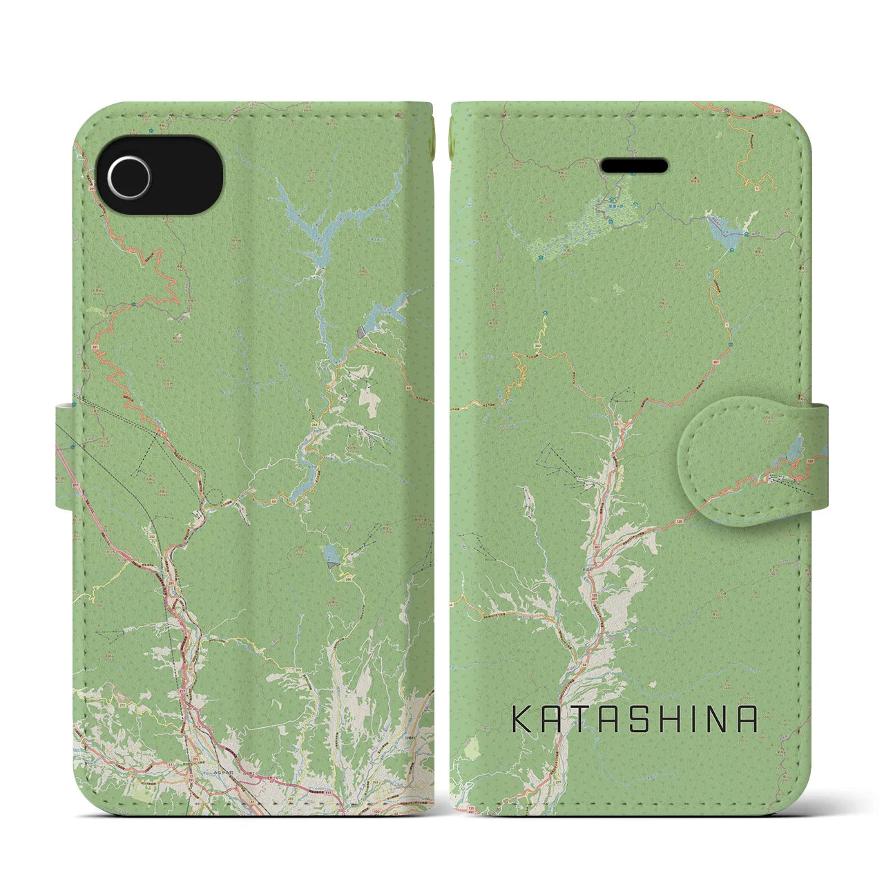 【片品(群馬県)】地図柄iPhoneケース(手帳タイプ)ナチュラル・iPhone SE(第3 / 第2世代) / 8 / 7 / 6s / 6 用