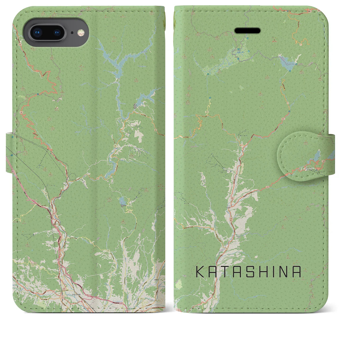 【片品(群馬県)】地図柄iPhoneケース(手帳タイプ)ナチュラル・iPhone 8Plus /7Plus / 6sPlus / 6Plus 用