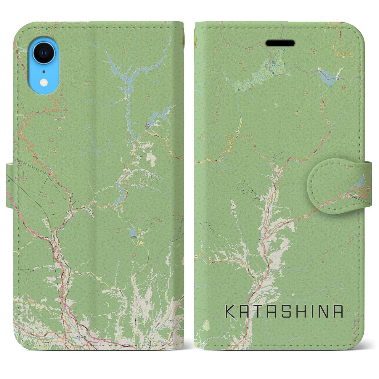 【片品(群馬県)】地図柄iPhoneケース(手帳タイプ)ナチュラル・iPhone XR 用