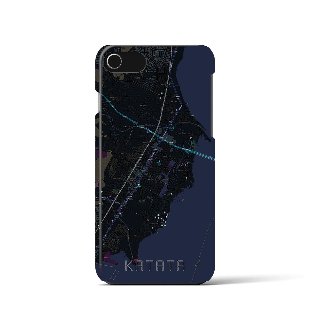 【堅田(滋賀県)】地図柄iPhoneケース(バックカバータイプ)