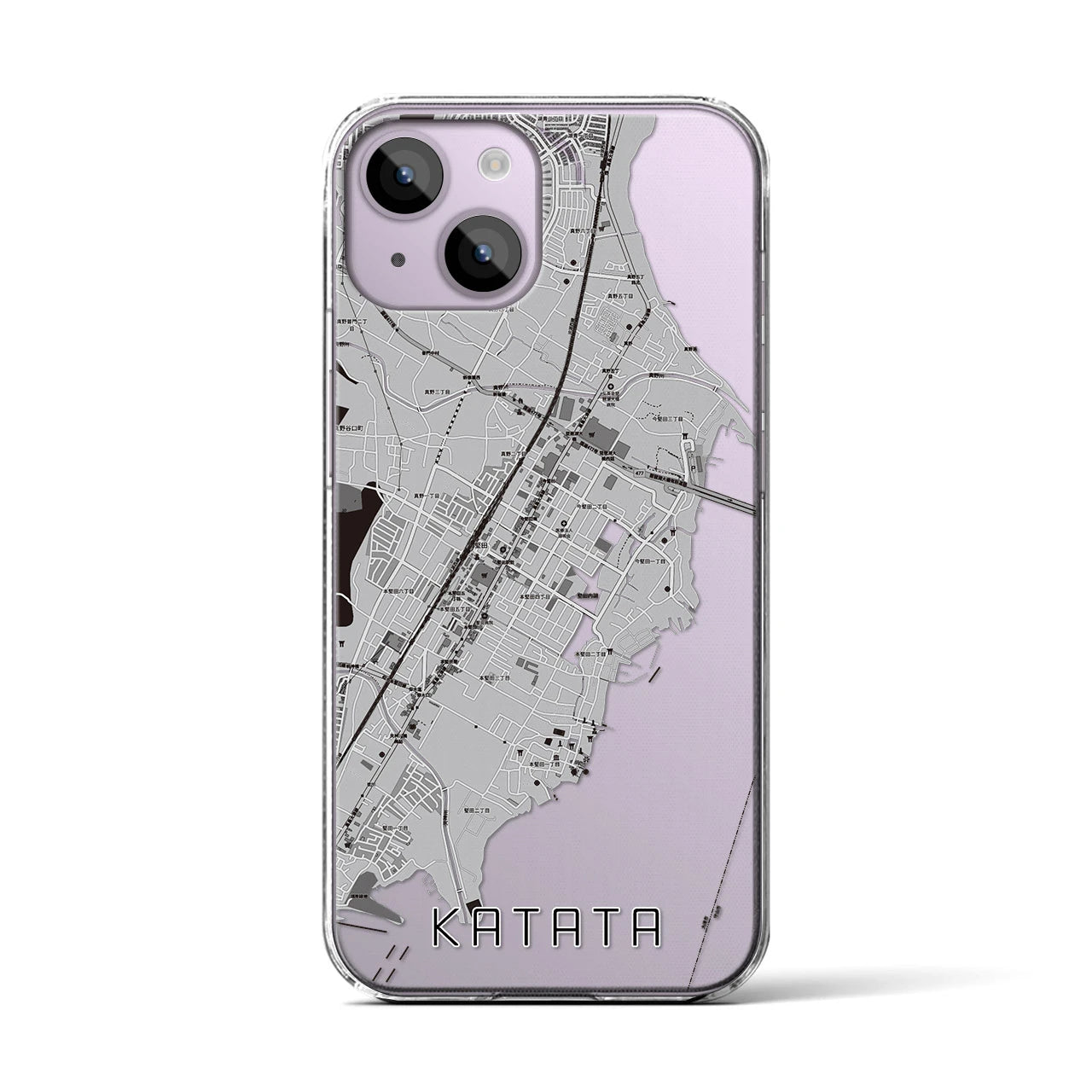 【堅田(滋賀県)】地図柄iPhoneケース(クリアタイプ)