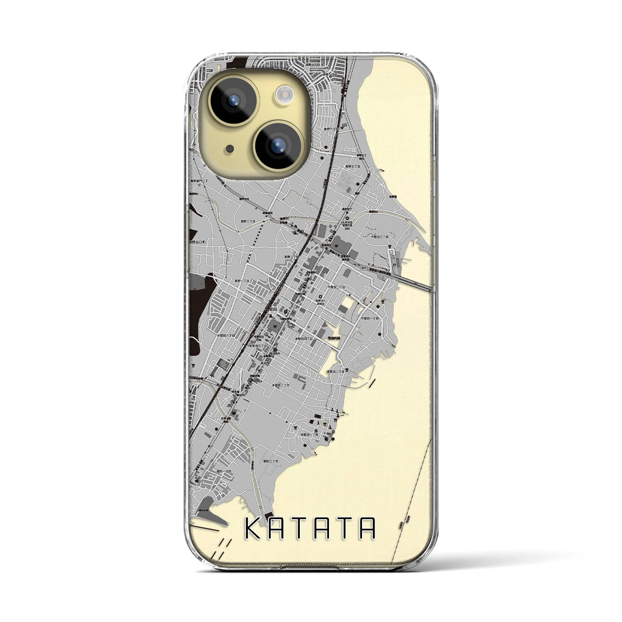 【堅田(滋賀県)】地図柄iPhoneケース(クリアタイプ)