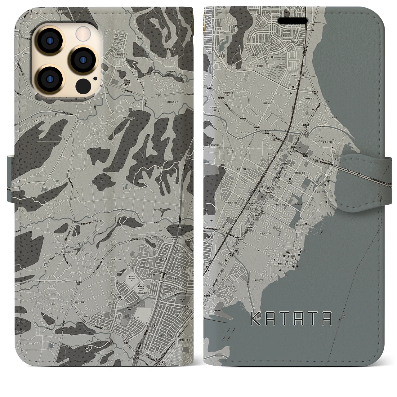 【堅田(滋賀県)】地図柄iPhoneケース(手帳タイプ)