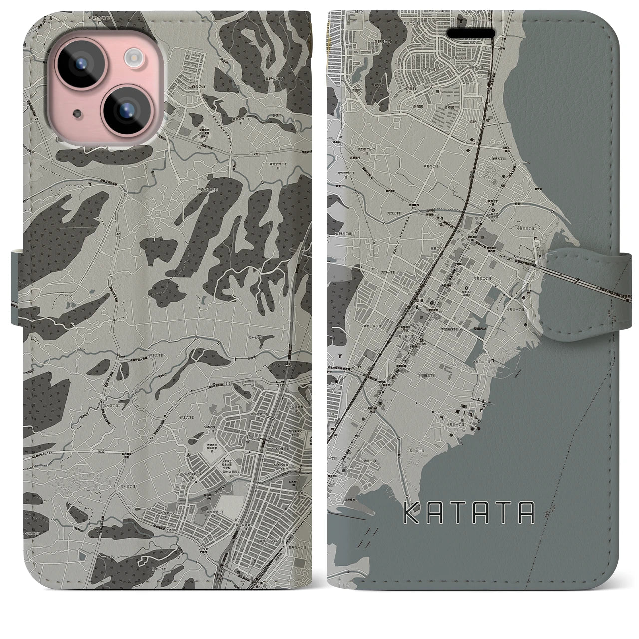 【堅田(滋賀県)】地図柄iPhoneケース(手帳タイプ)