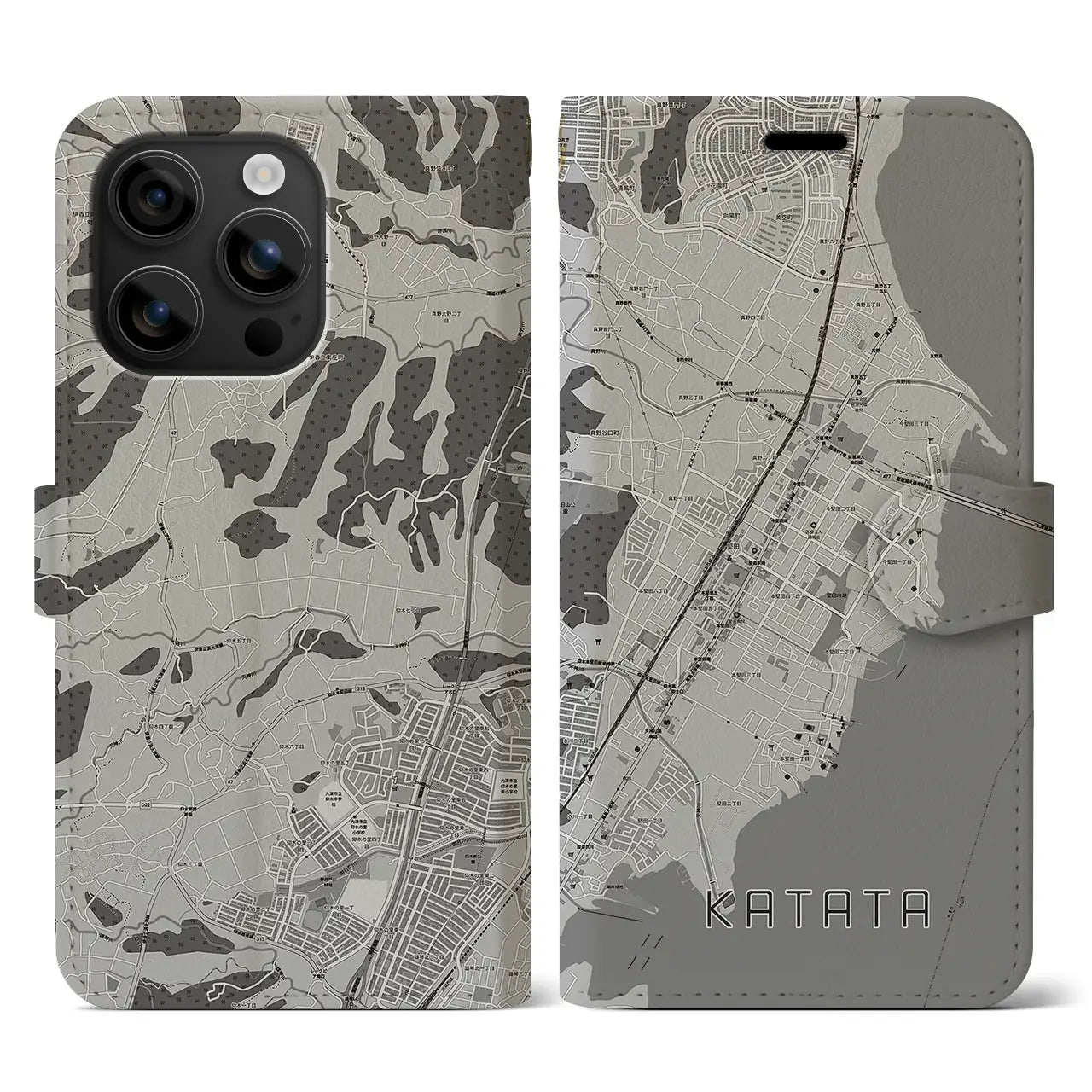 【堅田(滋賀県)】地図柄iPhoneケース(手帳タイプ)