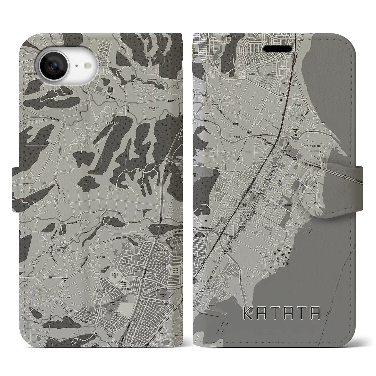 【堅田(滋賀県)】地図柄iPhoneケース(手帳タイプ)