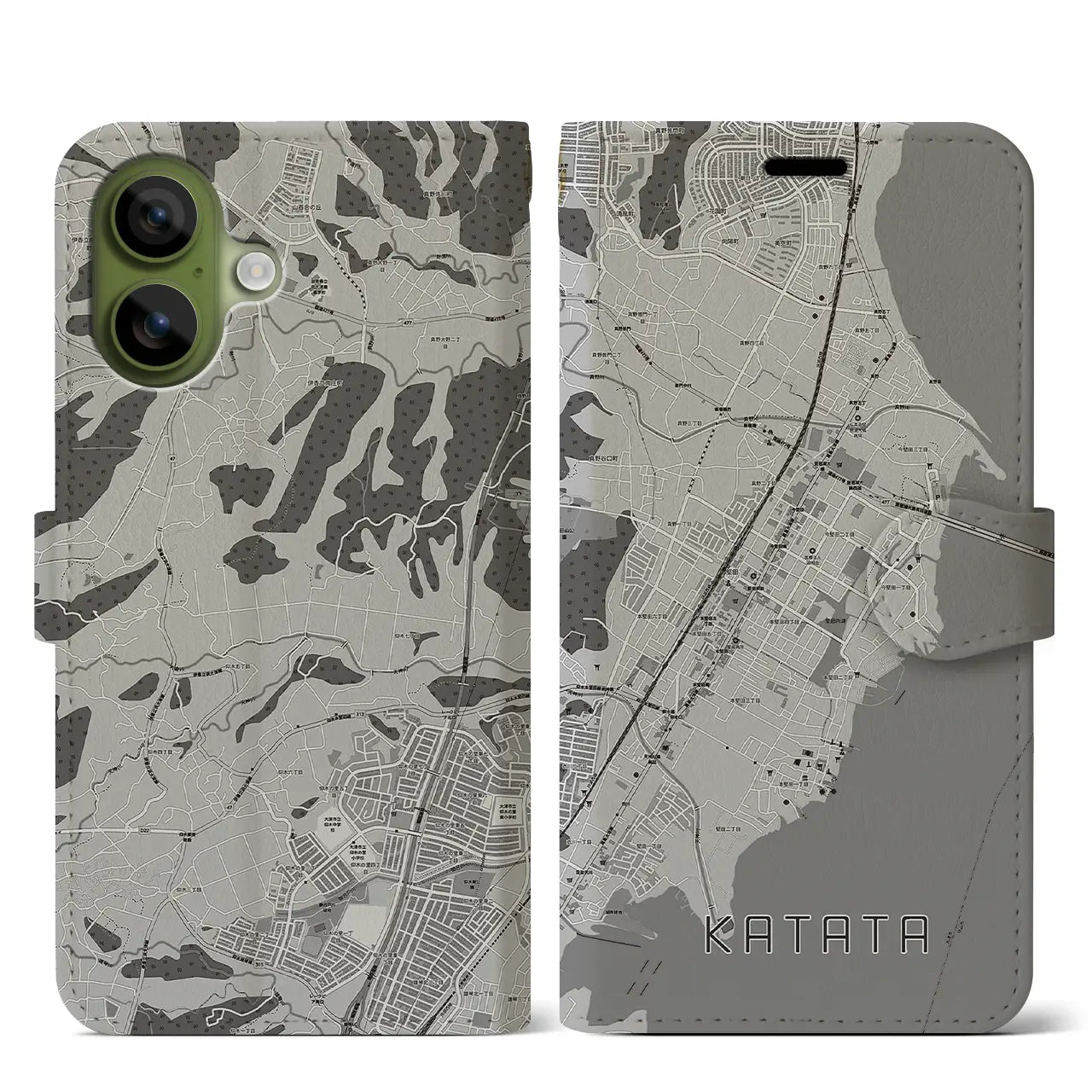 【堅田(滋賀県)】地図柄iPhoneケース(手帳タイプ)