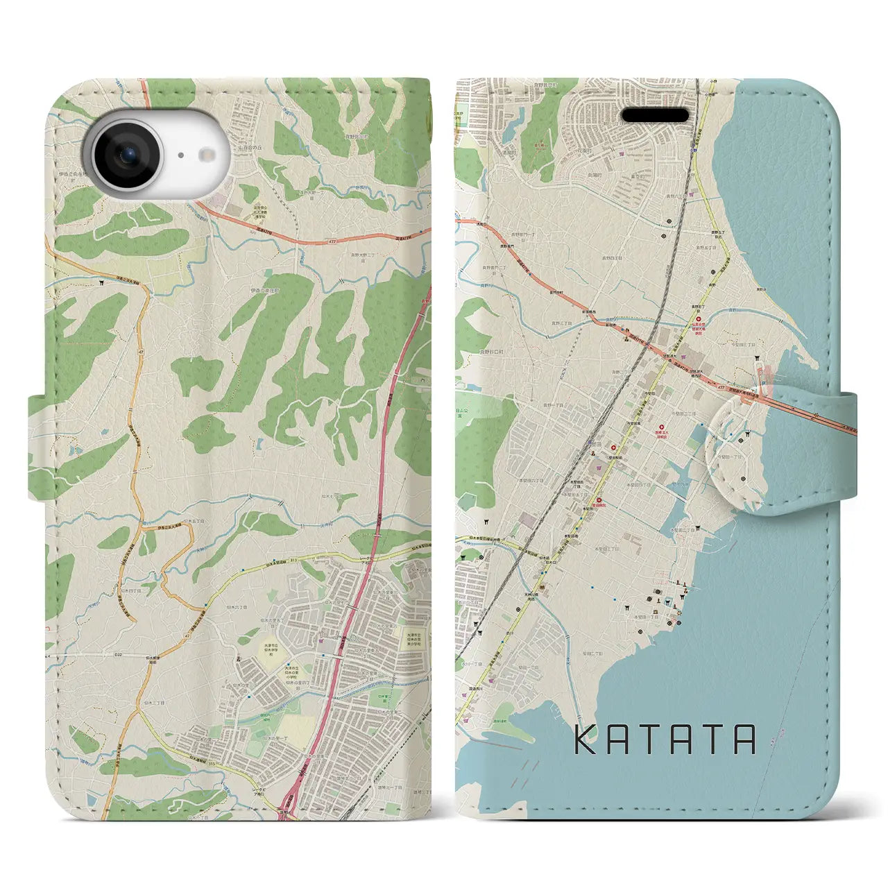 【堅田(滋賀県)】地図柄iPhoneケース(手帳タイプ)