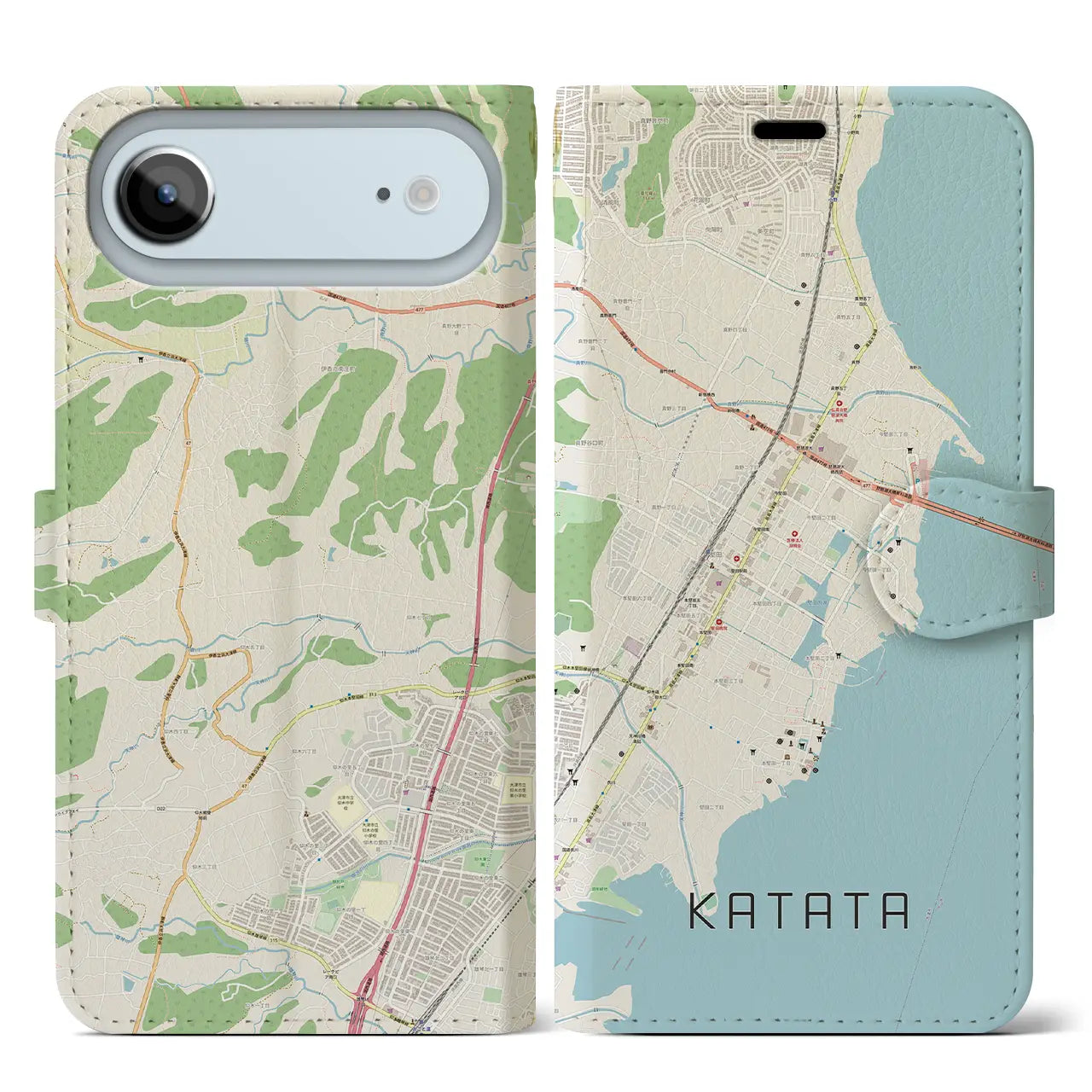 【堅田(滋賀県)】地図柄iPhoneケース(手帳タイプ)