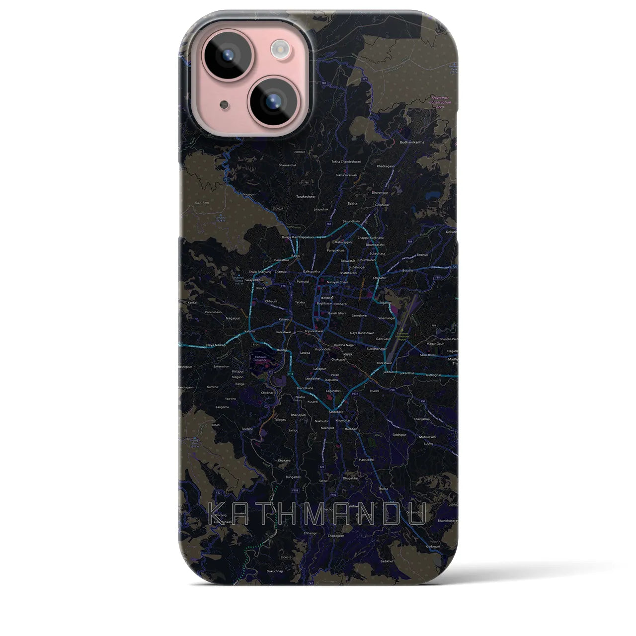 【カトマンズ(ネパール)】地図柄iPhoneケース(バックカバータイプ)