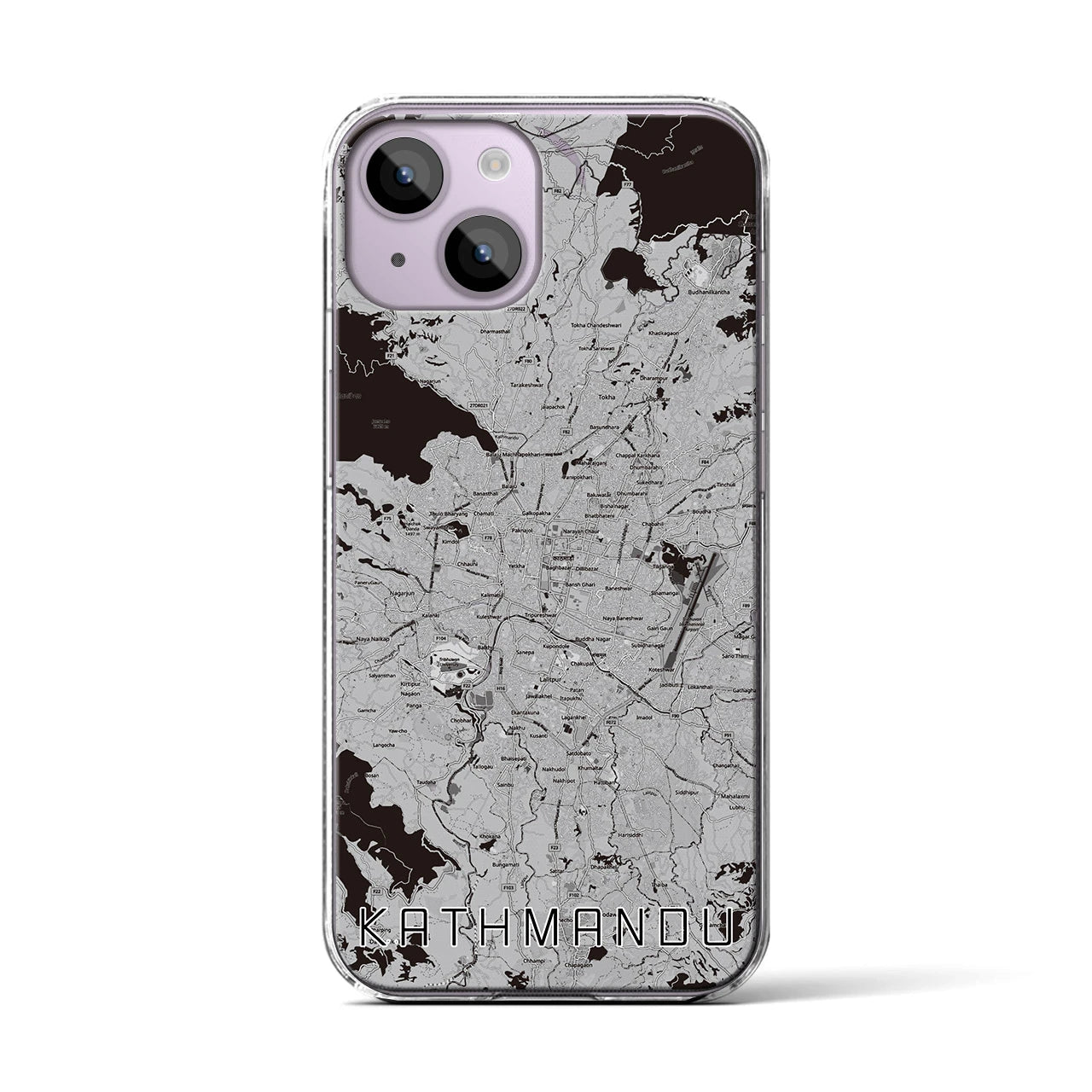 【カトマンズ(ネパール)】地図柄iPhoneケース(クリアタイプ)