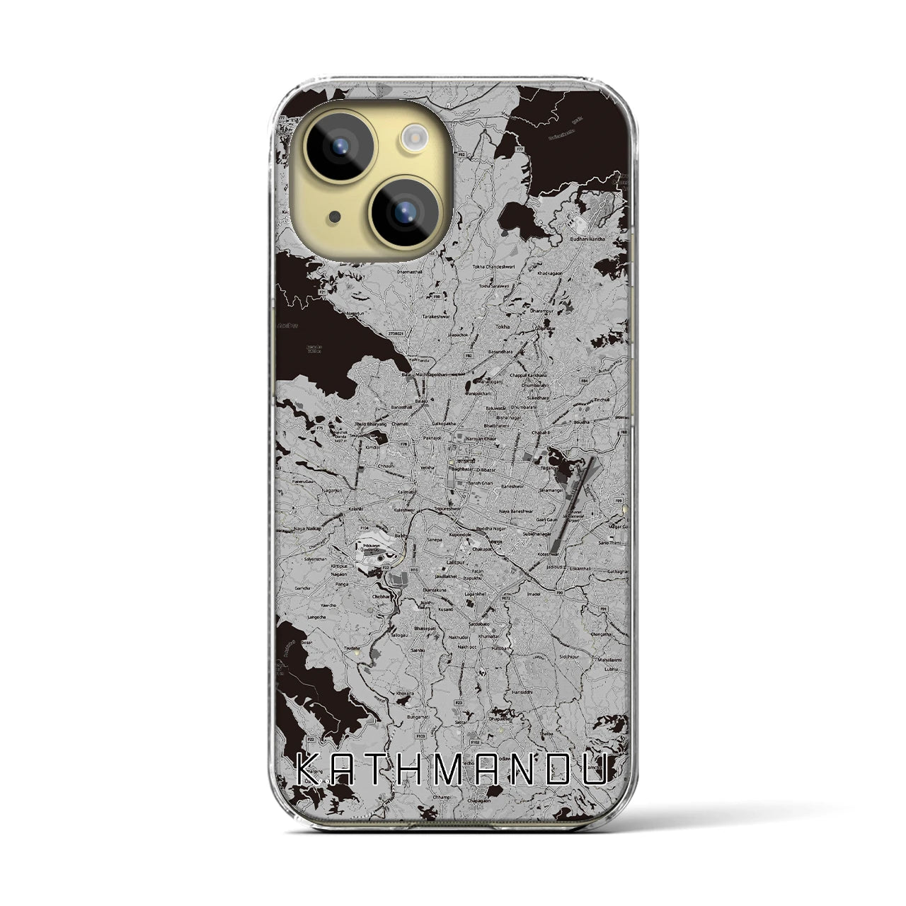 【カトマンズ(ネパール)】地図柄iPhoneケース(クリアタイプ)