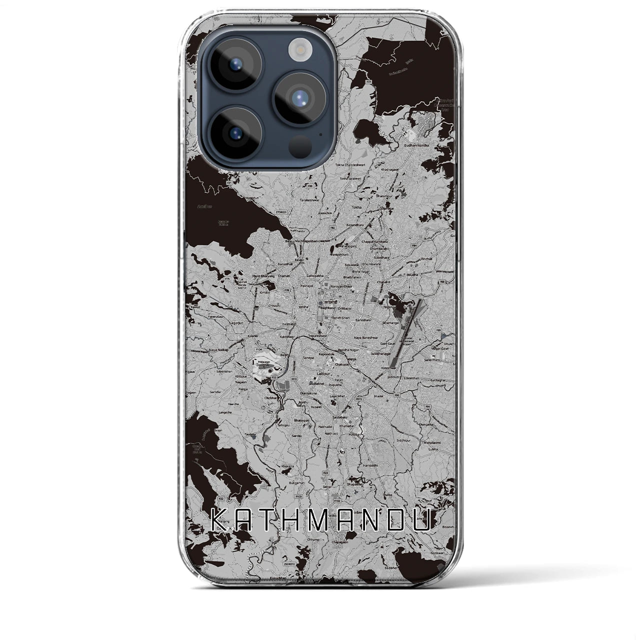 【カトマンズ(ネパール)】地図柄iPhoneケース(クリアタイプ)