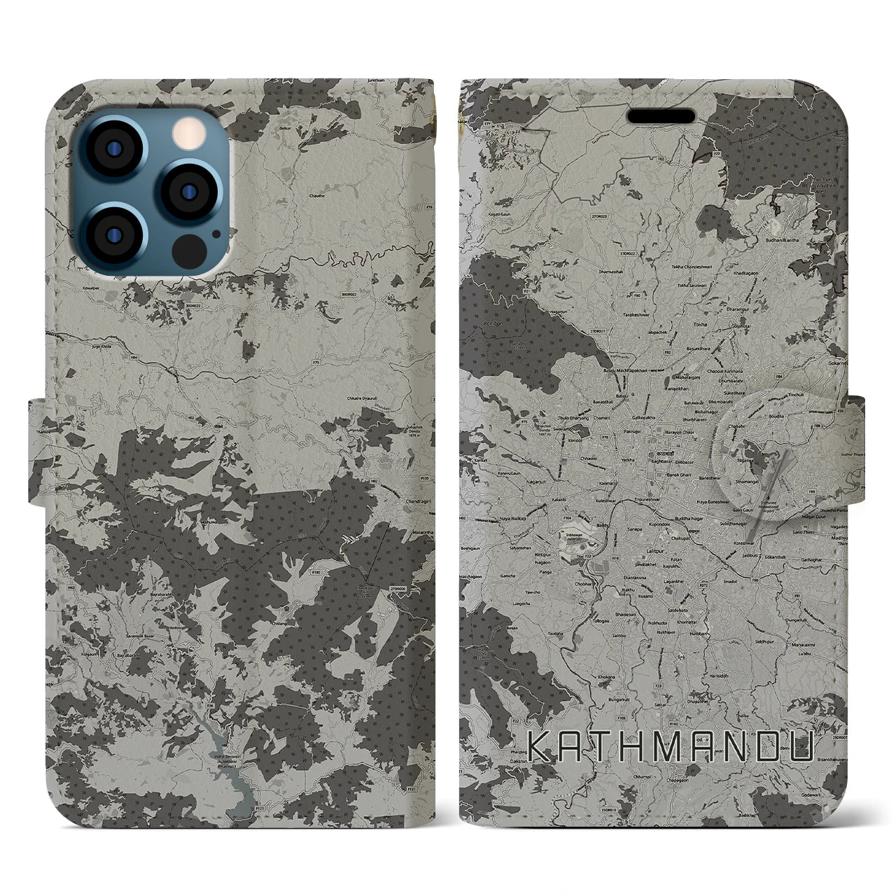 【カトマンズ(ネパール)】地図柄iPhoneケース(手帳タイプ)