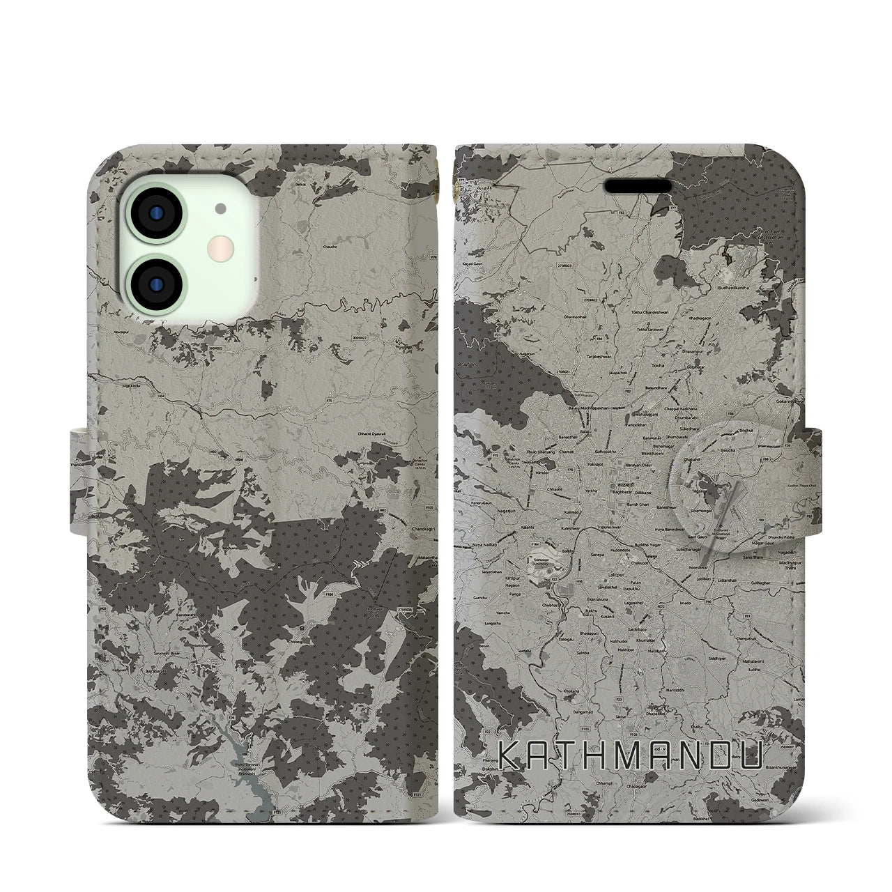【カトマンズ(ネパール)】地図柄iPhoneケース(手帳タイプ)