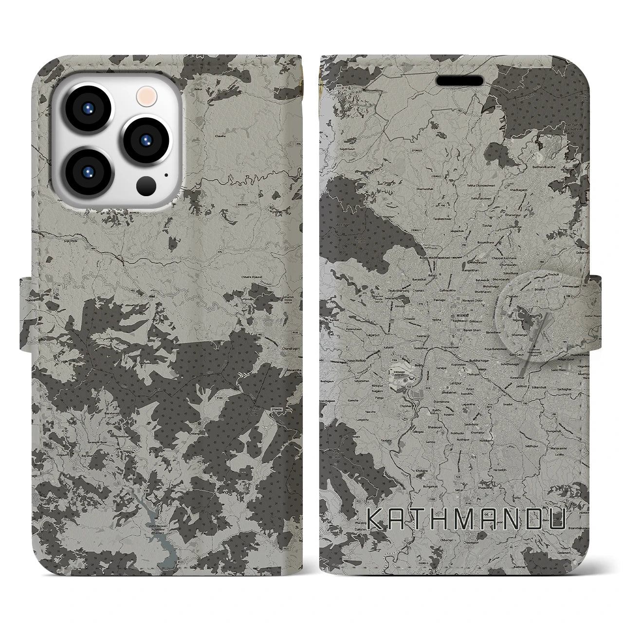【カトマンズ(ネパール)】地図柄iPhoneケース(手帳タイプ)