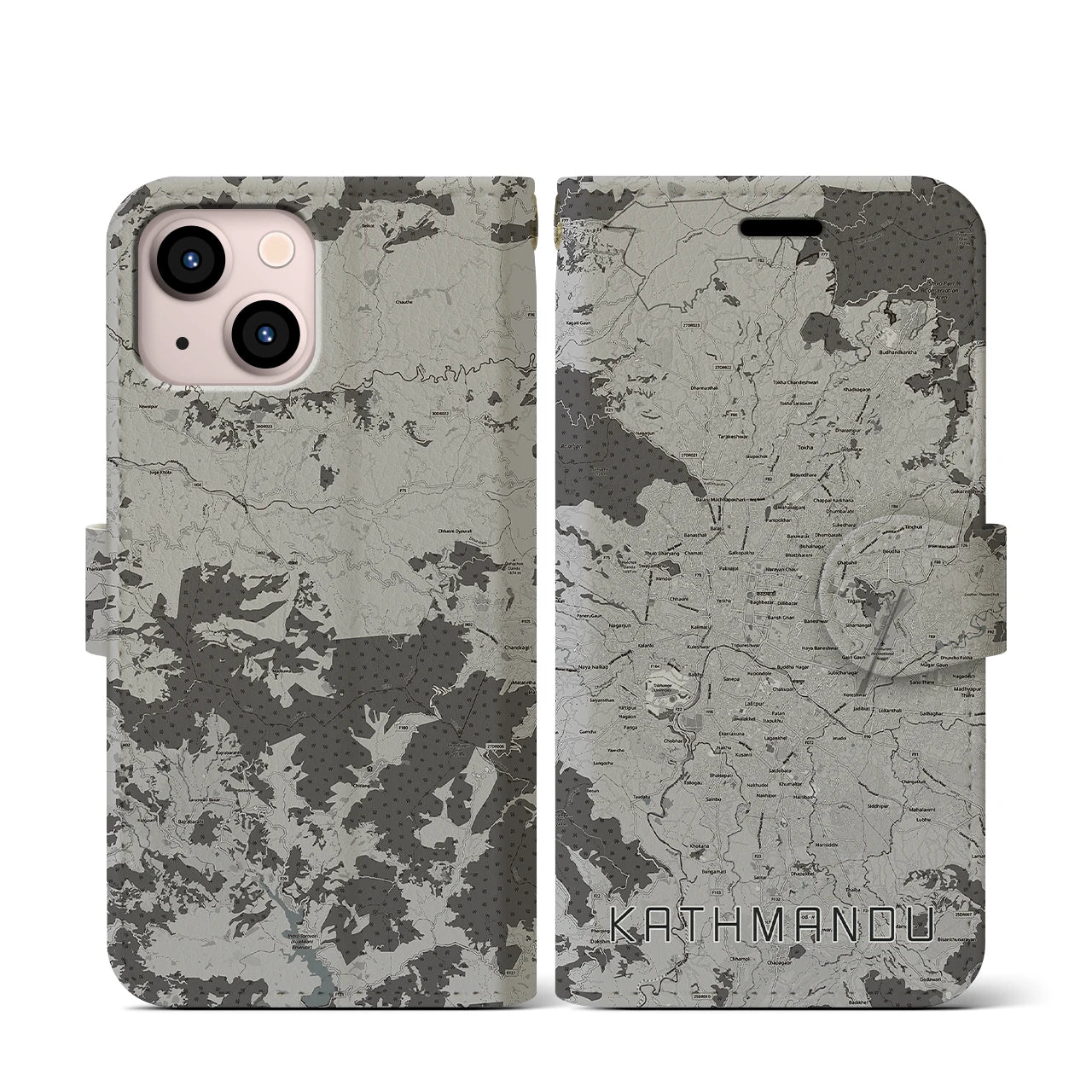 【カトマンズ(ネパール)】地図柄iPhoneケース(手帳タイプ)