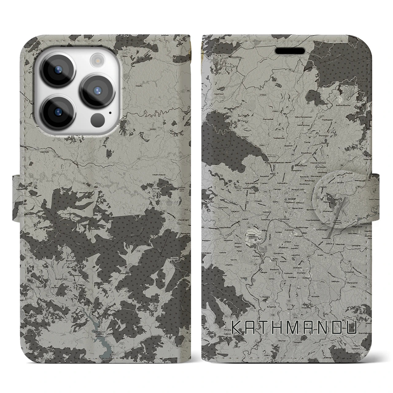 【カトマンズ(ネパール)】地図柄iPhoneケース(手帳タイプ)